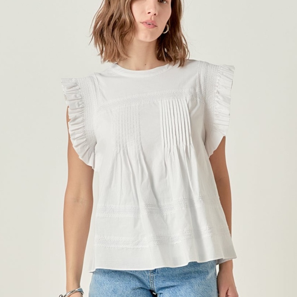 English Factory Ivory Ruffle Sleeve Blouse